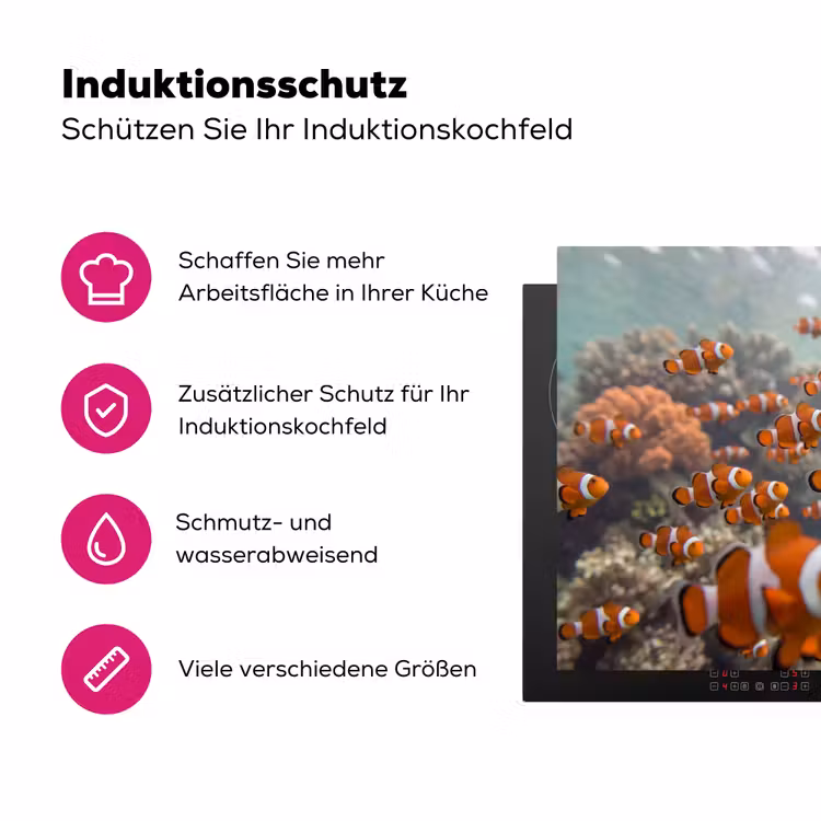 Vis - School - Onderwater - Dieren - Oranje Inductie beschermer vinyl 3mm klein -zzzzzzz-lf-ups