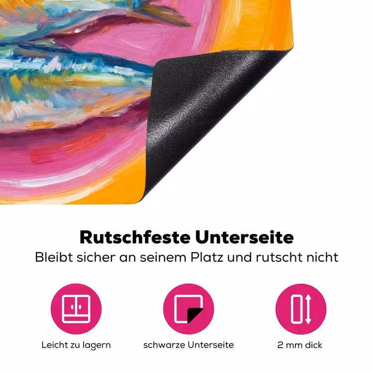 Vis - Vier - Eten - Modern - Kleurrijk Inductie beschermer vinyl 3mm middel -zzzzzzz-lf-onderkant