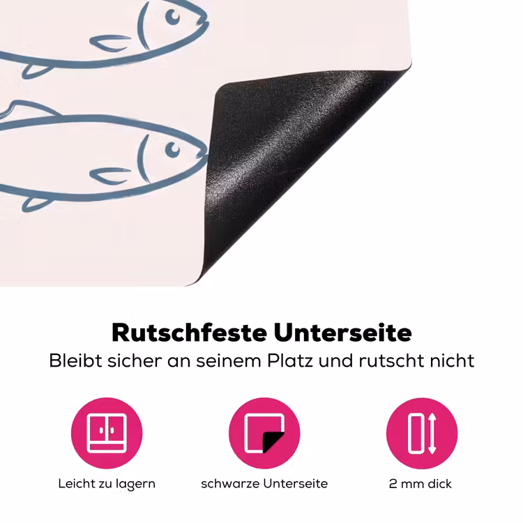 Vis - Vier - Dieren - Abstract - Blauw Inductie beschermer vinyl 3mm middel -zzzzzzz-lf-onderkant