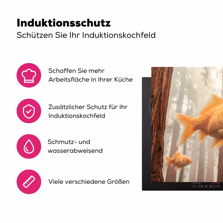 Herdabdeckplatte - Fisch – Wald – Fantasie - Vis - Bos - Fantasie Inductie beschermer vinyl 3mm middel