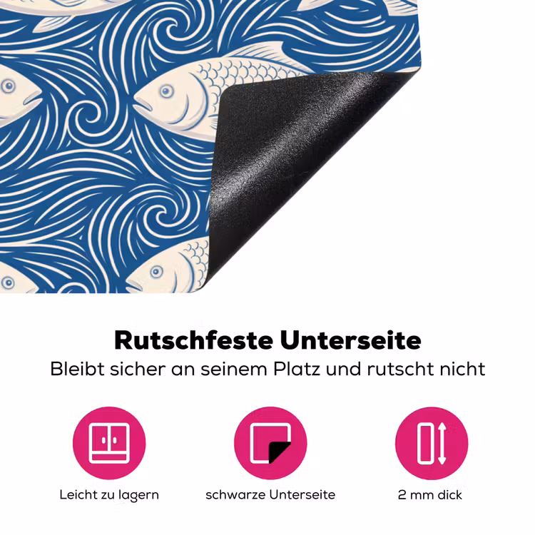 Vis - Water - Patroon - Grafisch - Blauw Inductie beschermer vinyl 3mm klein -zzzzzzz-lf-onderkant