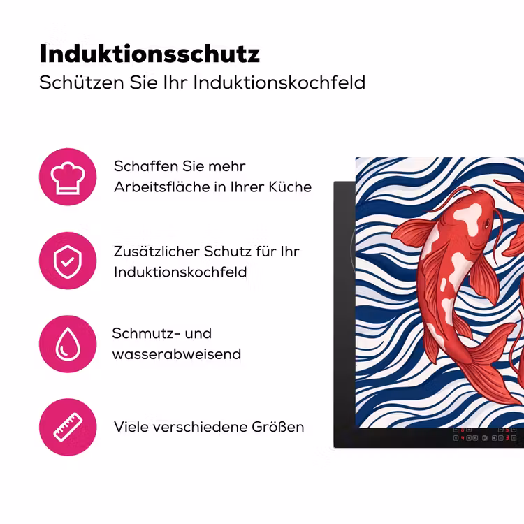 Vis - Water - Natuur - Illustratie - Rood Inductie beschermer vinyl 3mm middel -zzzzzzz-lf-ups