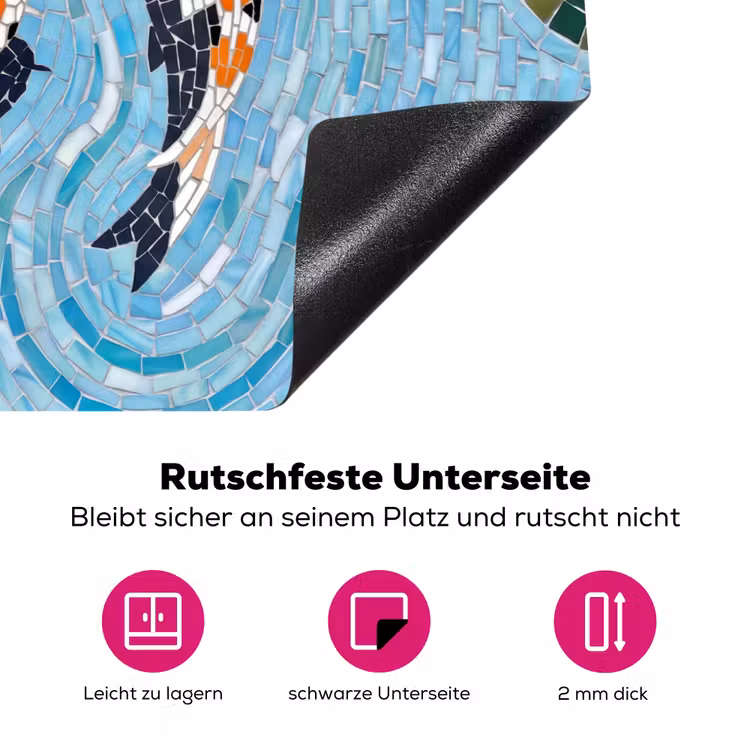 Vis - Water - Natuur - Mozaïek - Blauw Inductie beschermer vinyl 3mm middel -zzzzzzz-lf-onderkant