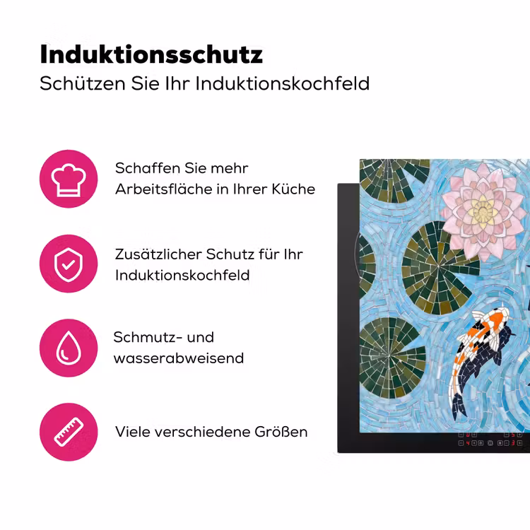 Vis - Water - Natuur - Mozaïek - Blauw Inductie beschermer vinyl 3mm middel -zzzzzzz-lf-ups