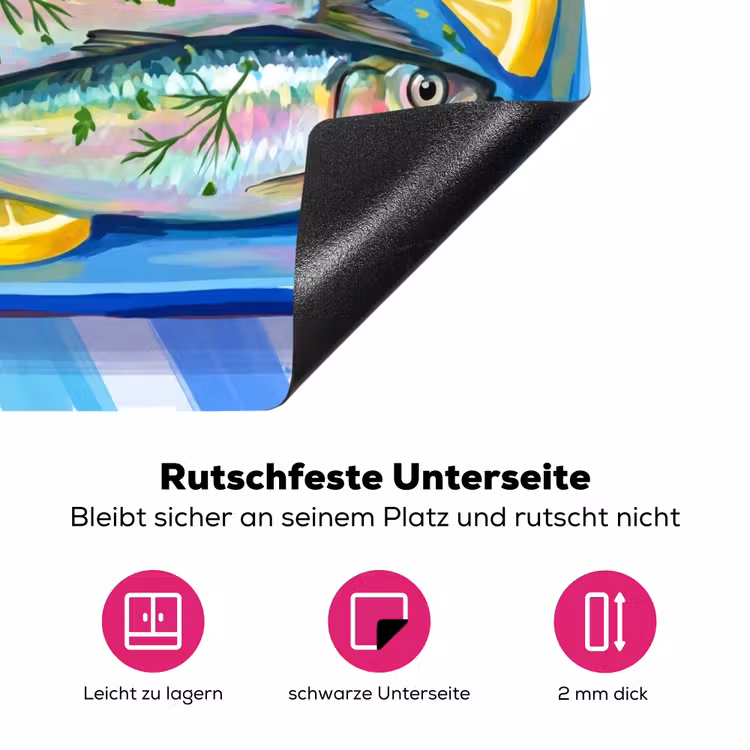 Vis - Citroen - Kruiden - Eten - Blauw Inductie beschermer vinyl 3mm middel -zzzzzzz-lf-onderkant