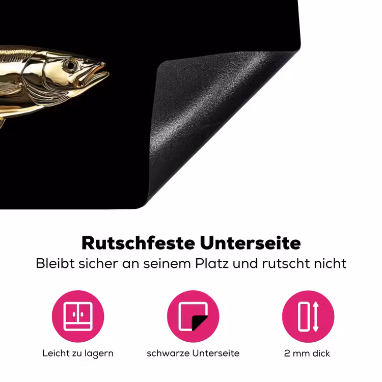 Vissen - Goud - Zwart Inductie beschermer vinyl 3mm klein -zzzzzzz-lf-onderkant