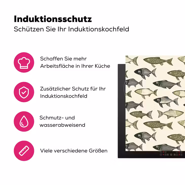 Vissen - Klassiek - Groen Inductie beschermer vinyl 3mm klein 276 -zzzzzzz-lf-ups