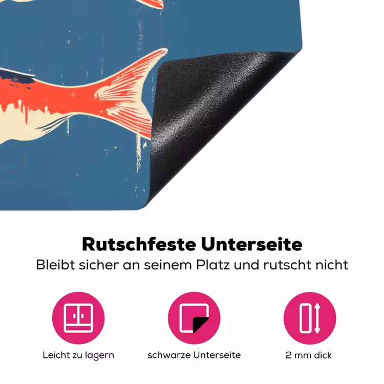 Vissen - Rood - Blauw Inductie beschermer vinyl 3mm klein -zzzzzzz-lf-onderkant