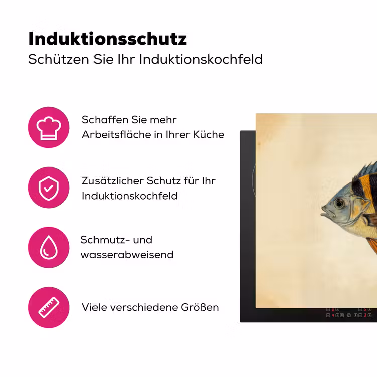 Vis - Tropisch - Strepen - Vinnen Inductie beschermer vinyl 3mm klein -zzzzzzz-lf-ups