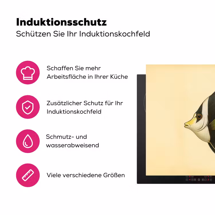 Vis - Sierlijk - Rugvin - Geel Inductie beschermer vinyl 3mm klein -zzzzzzz-lf-ups