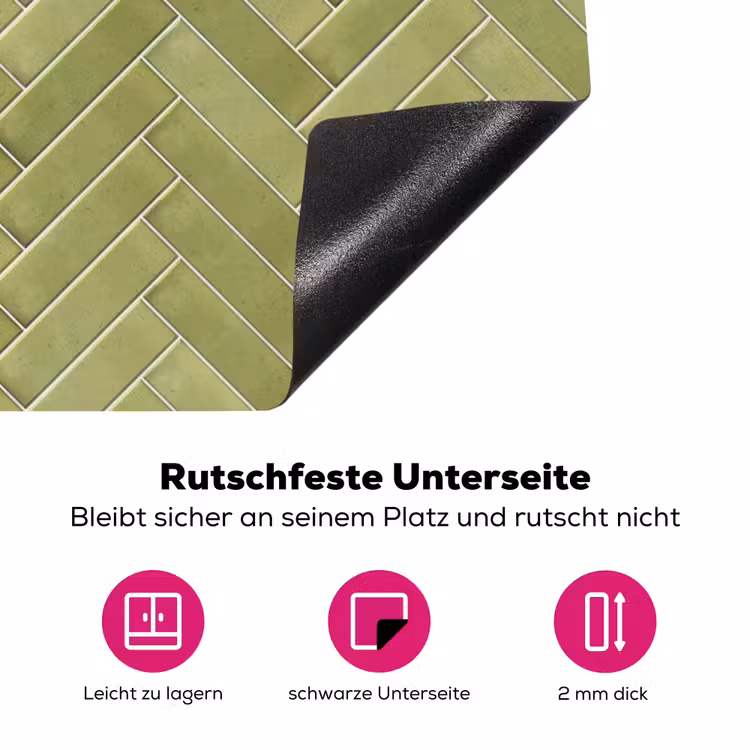 Visgraat - Wandtegel - Olijfgroen Inductie beschermer vinyl 3mm klein 276 -zzzzzzz-lf-onderkant
