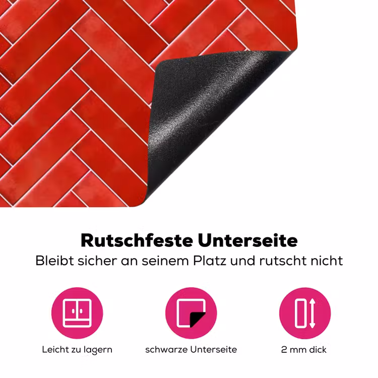 Visgraat - Tegel - Rood Inductie beschermer vinyl 3mm klein 276 -zzzzzzz-lf-onderkant