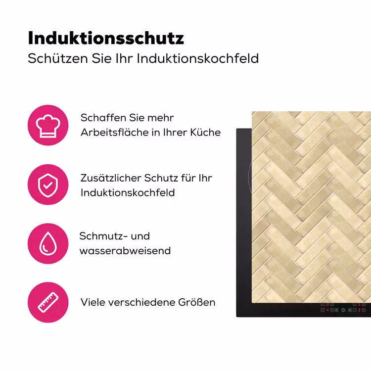 Visgraat - Tegel - Zand Inductie beschermer vinyl 3mm klein 276 -zzzzzzz-lf-ups