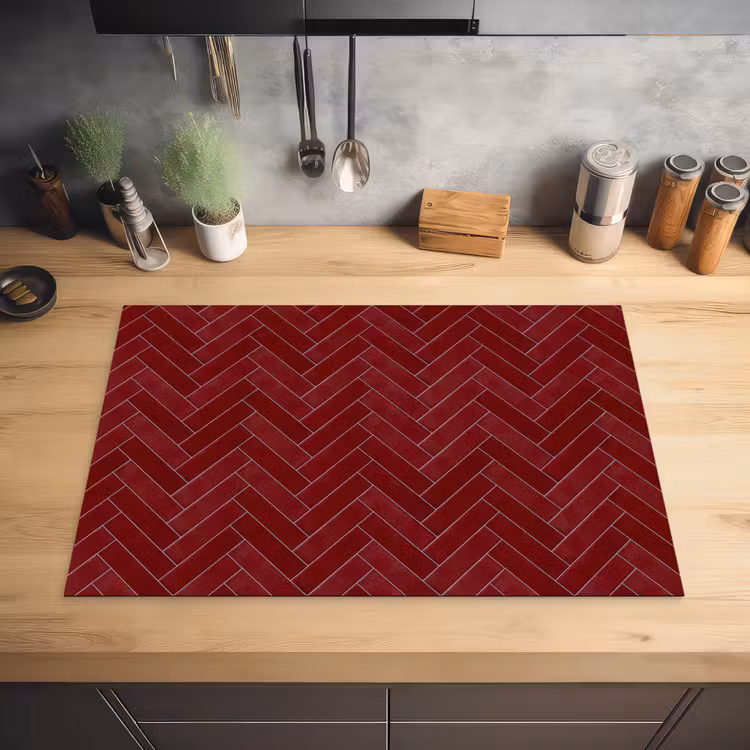 Visgraat - Wandtegel - Bordeaux - Rood Inductie beschermer vinyl 3mm klein 276 -sfeer5