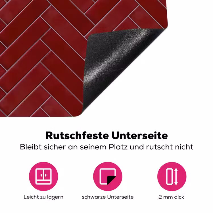 Visgraat - Wandtegel - Bordeaux - Rood Inductie beschermer vinyl 3mm klein 276 -zzzzzzz-lf-onderkant