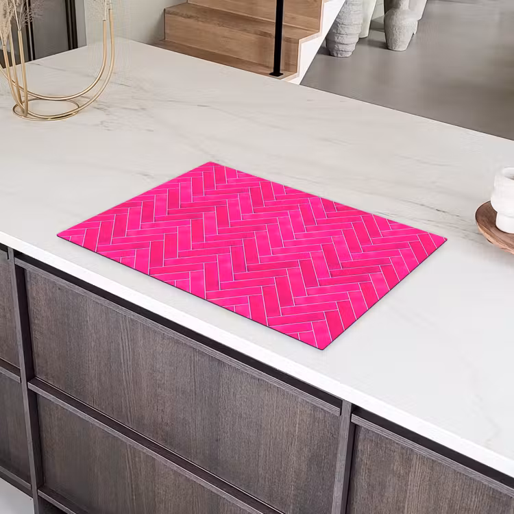 Visgraat - Wandtegel - Fuchsia - Roze Inductie beschermer vinyl 3mm klein 276 -sfeer8