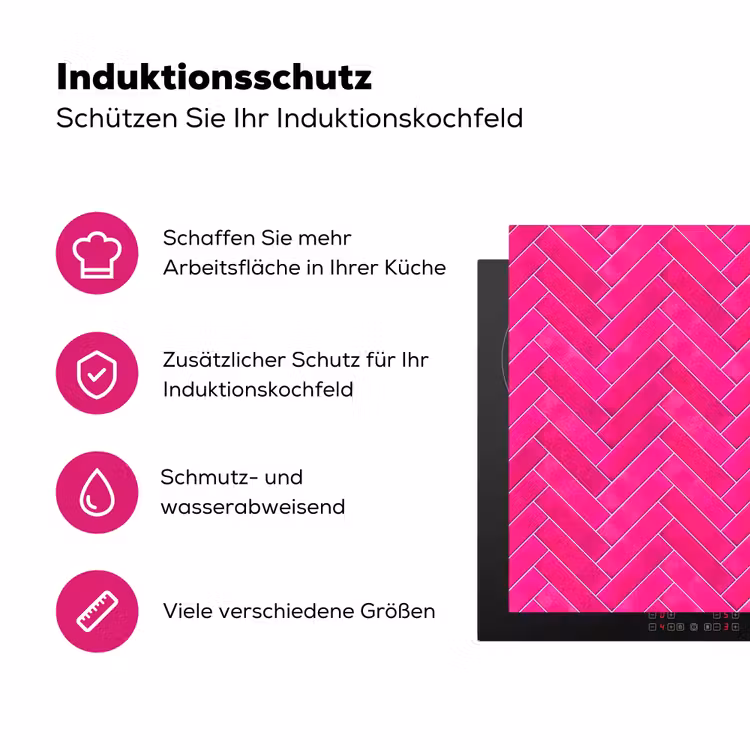 Visgraat - Wandtegel - Fuchsia - Roze Inductie beschermer vinyl 3mm klein 276 -zzzzzzz-lf-ups