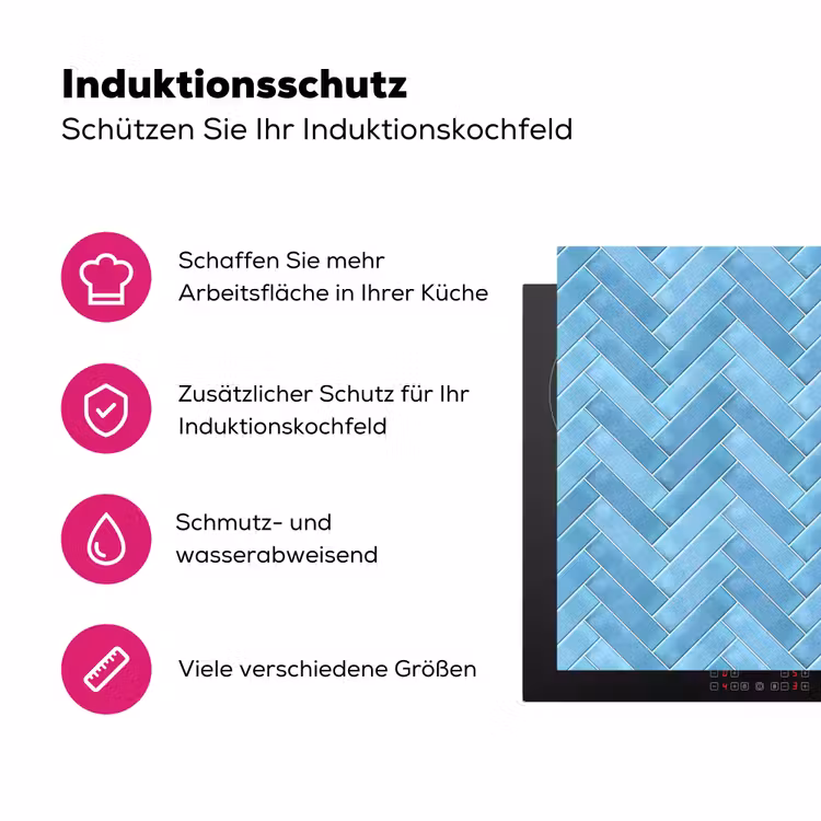 Visgraat - Wandtegel - Lichtblauw Inductie beschermer vinyl 3mm klein 276 -zzzzzzz-lf-ups