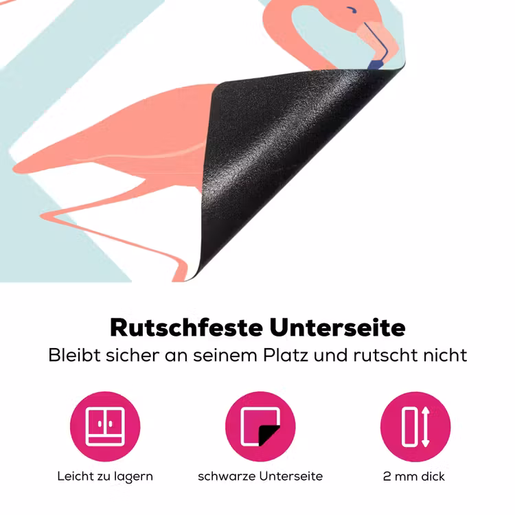 Flamingo - Mintgroen - Ruit Inductie beschermer vinyl 3mm klein 276 -zzzzzzz-lf-onderkant