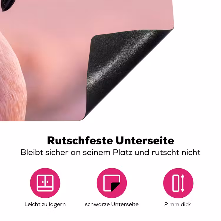 Flamingo - Portret - Roze Inductie beschermer vinyl 3mm klein -zzzzzzz-lf-onderkant