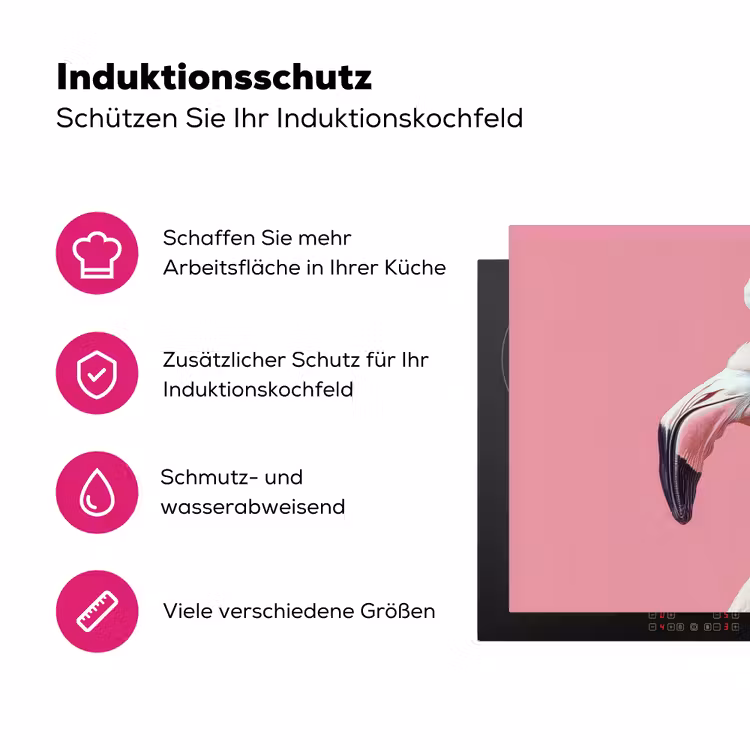 Flamingo - Roze - Koksmuts - Vogel Inductie beschermer vinyl 3mm klein -zzzzzzz-lf-ups