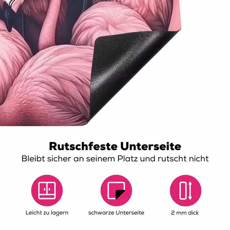 Flamingo - Roze - Dieren Inductie beschermer vinyl 3mm klein -zzzzzzz-lf-onderkant