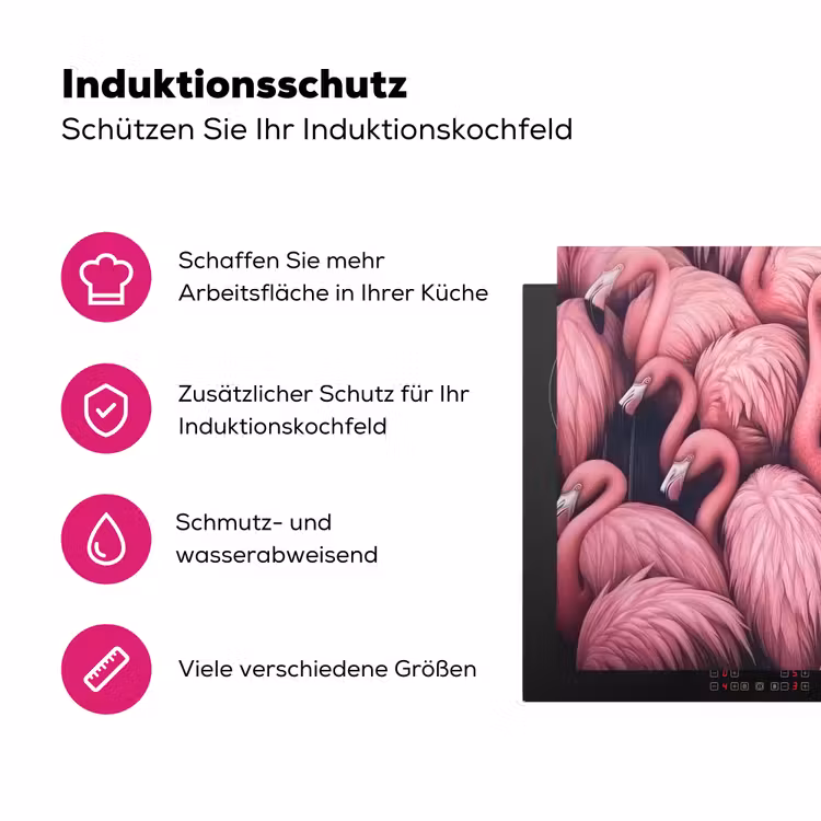 Flamingo - Roze - Dieren Inductie beschermer vinyl 3mm klein -zzzzzzz-lf-ups
