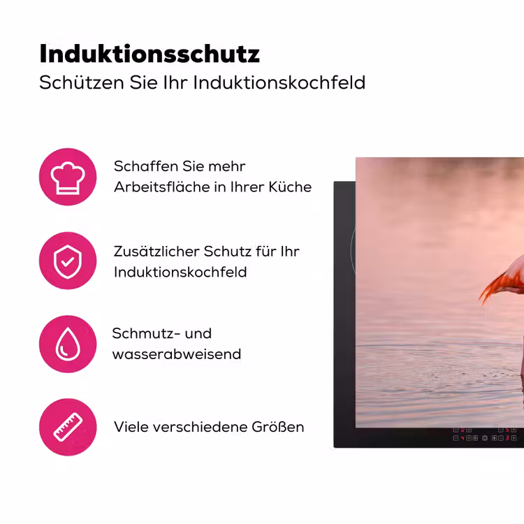 Flamingo - Water - Roze Inductie beschermer vinyl 3mm klein -zzzzzzz-lf-ups