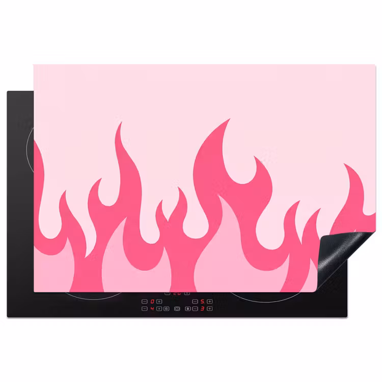 Vlammen - Patroon - Abstract - Modern - Roze Inductie beschermer vinyl 3mm klein -3d