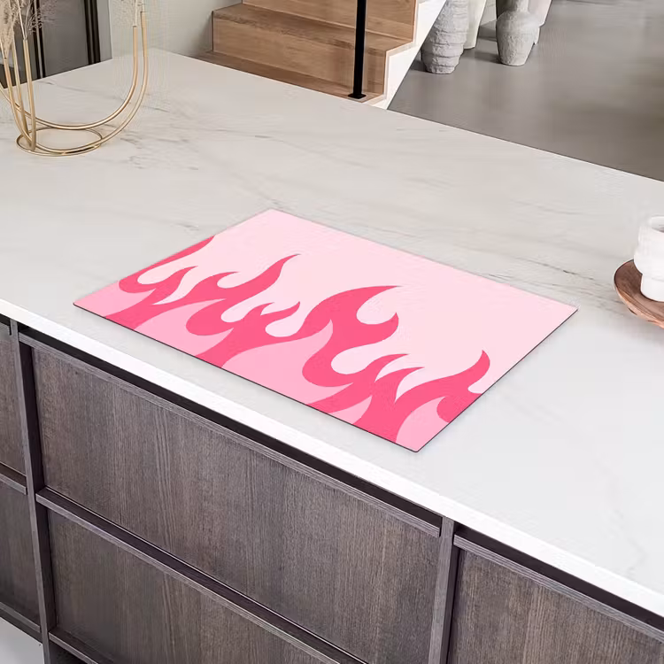 Vlammen - Patroon - Abstract - Modern - Roze Inductie beschermer vinyl 3mm klein -sfeer8