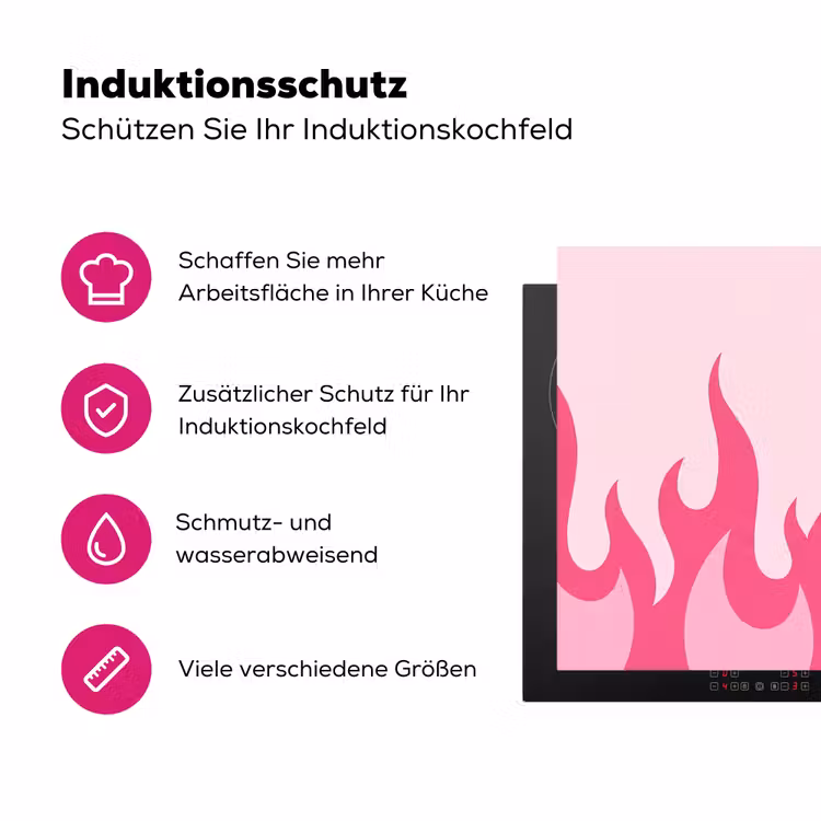 Vlammen - Patroon - Abstract - Modern - Roze Inductie beschermer vinyl 3mm klein -zzzzzzz-lf-ups