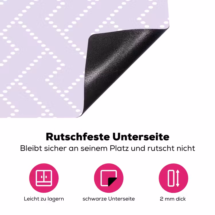Lila - Stippen - Wit - Patroon Inductie beschermer vinyl 3mm klein 276 -zzzzzzz-lf-onderkant