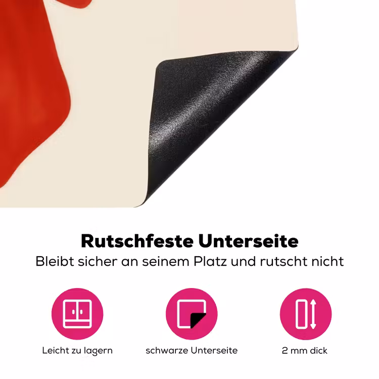 Strik - Symmetrisch - Rood - Lint Inductie beschermer vinyl 3mm klein -zzzzzzz-lf-onderkant