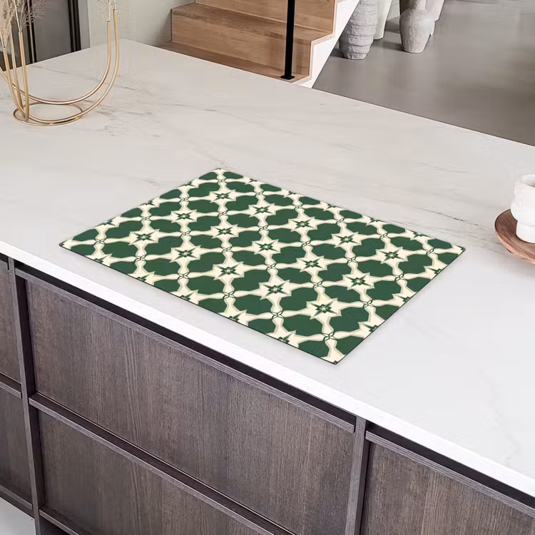 Tegel - Klassiek - Groen Inductie beschermer vinyl 3mm klein 276 -sfeer8