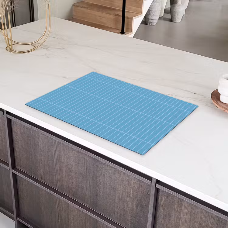Tegel - Langwerpig - Patroon - Blauw Inductie beschermer vinyl 3mm klein 276 -sfeer8