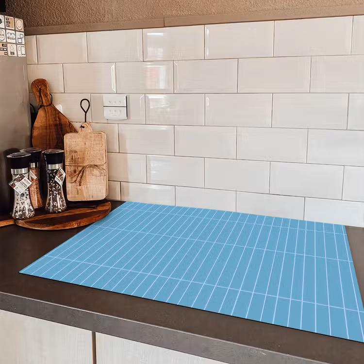 Tegel - Langwerpig - Patroon - Blauw Inductie beschermer vinyl 3mm klein 276 -sfeer3
