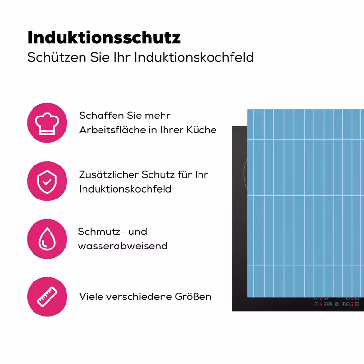 Tegel - Langwerpig - Patroon - Blauw Inductie beschermer vinyl 3mm klein 276 -zzzzzzz-lf-ups