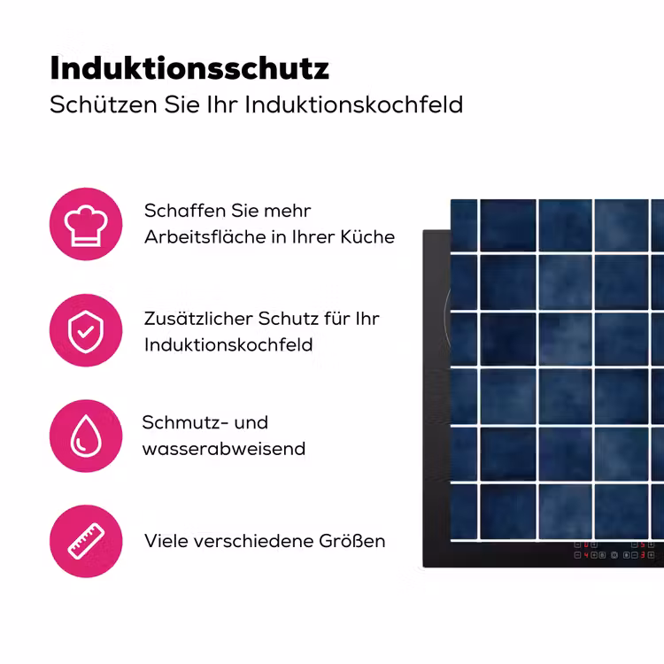 Tegel - Modern - Blauw Inductie beschermer vinyl 3mm klein 276 -zzzzzzz-lf-ups