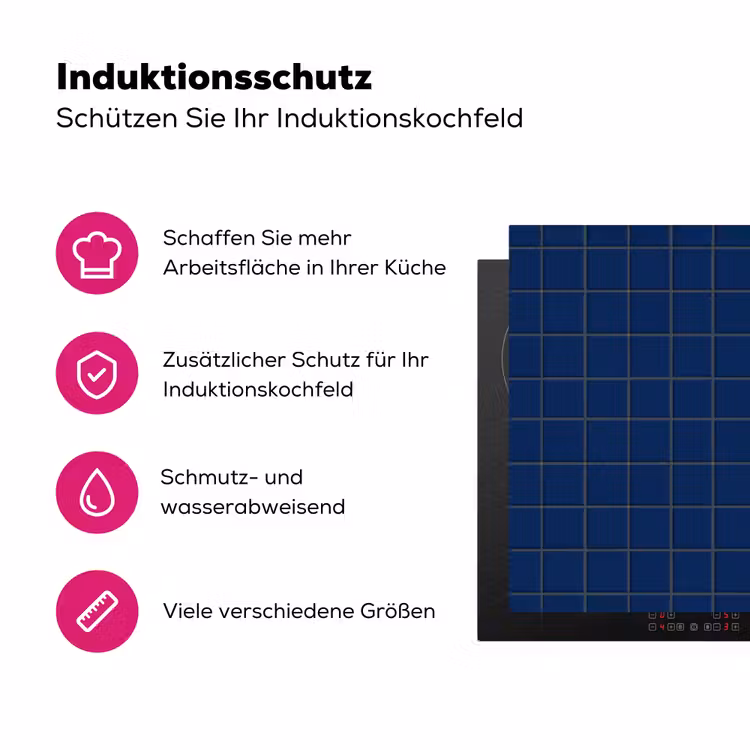 Tegel - Patroon - Blauw Inductie beschermer vinyl 3mm klein 276 -zzzzzzz-lf-ups