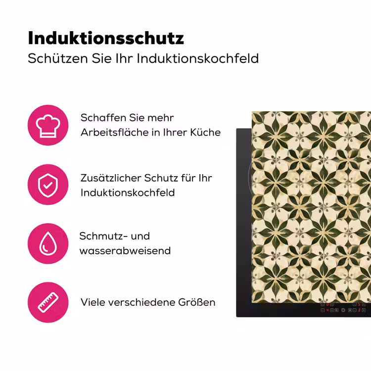 Tegel - Dessin - Groen Inductie beschermer vinyl 3mm klein 276 -zzzzzzz-lf-ups