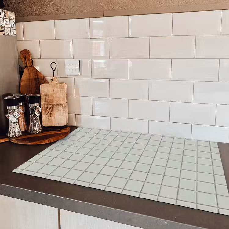 Tegel - Patroon - Lichtgroen Inductie beschermer vinyl 3mm klein 276 -sfeer3