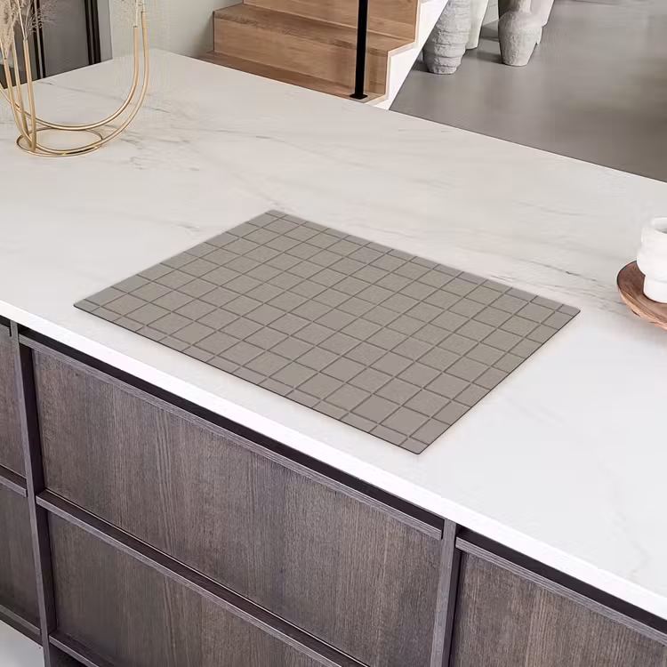 Tegel - Patroon Kiezel - Grijs Inductie beschermer vinyl 3mm klein 276 -sfeer8