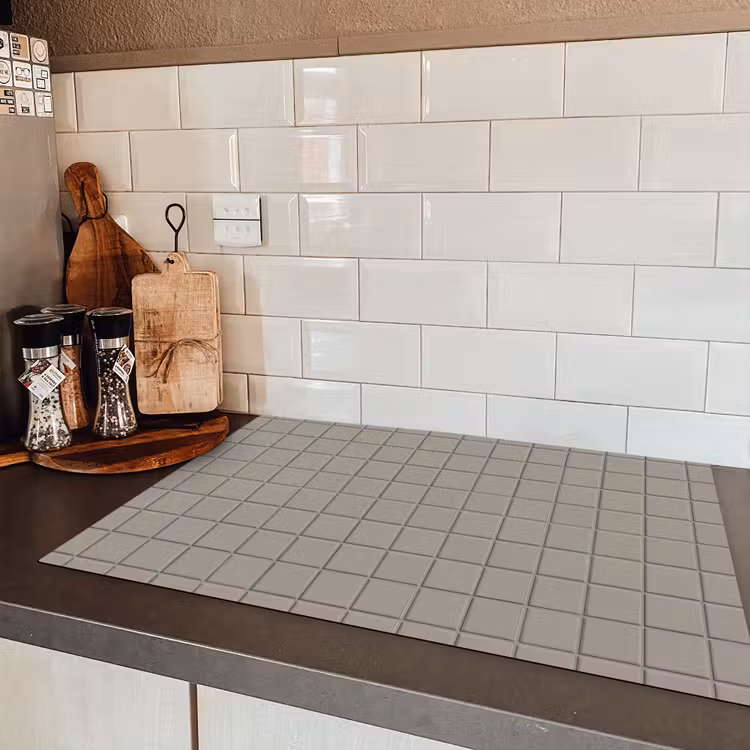 Tegel - Patroon Kiezel - Grijs Inductie beschermer vinyl 3mm klein 276 -sfeer3