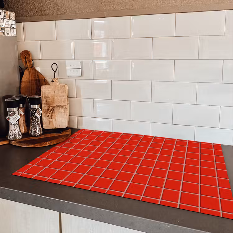 Tegel - Patroon - Kersen - Rood Inductie beschermer vinyl 3mm klein 276 -sfeer3