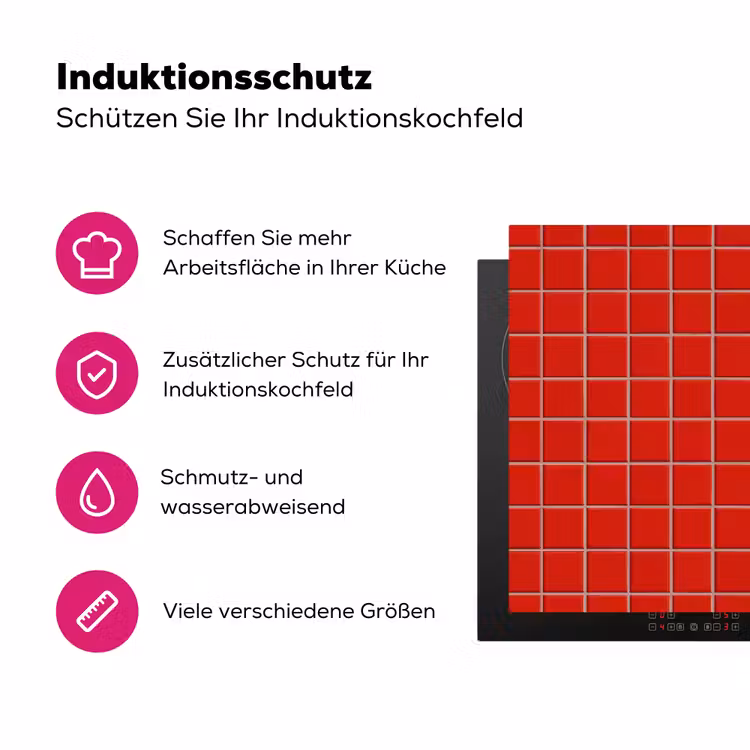 Tegel - Patroon - Kersen - Rood Inductie beschermer vinyl 3mm klein 276 -zzzzzzz-lf-ups