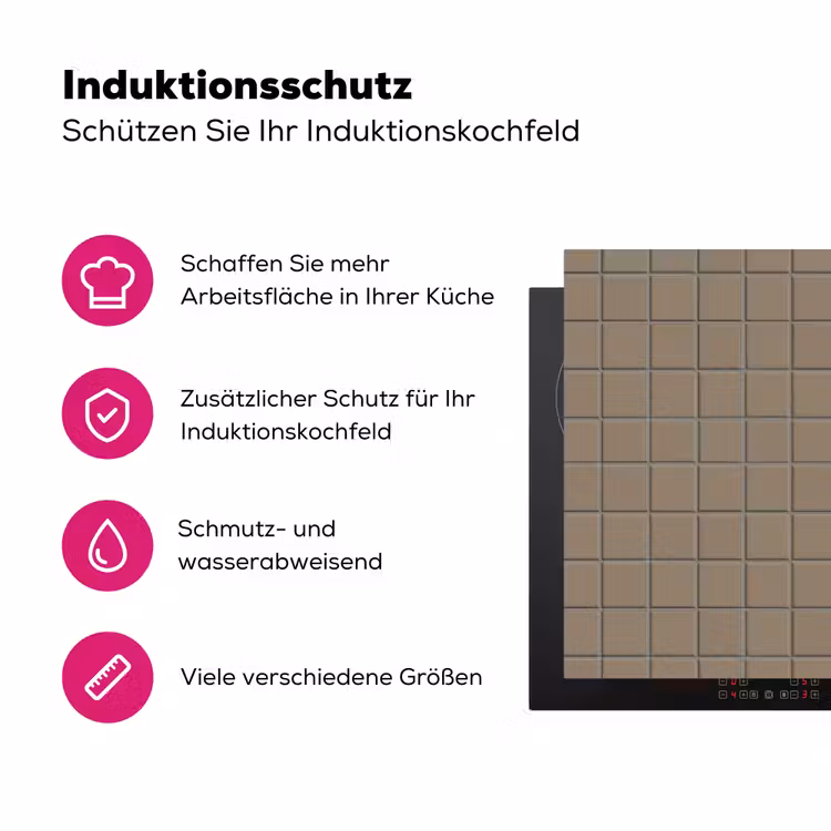 Tegel - Patroon - Taupe Inductie beschermer vinyl 3mm klein 276 -zzzzzzz-lf-ups