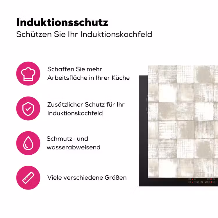 Tegel - Patroon - Verweerd Inductie beschermer vinyl 3mm klein 276 -zzzzzzz-lf-ups