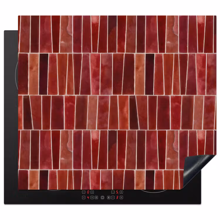 Tegels - Modern - Structuur - Dieprood Inductie beschermer vinyl 3mm middel 274 -3d