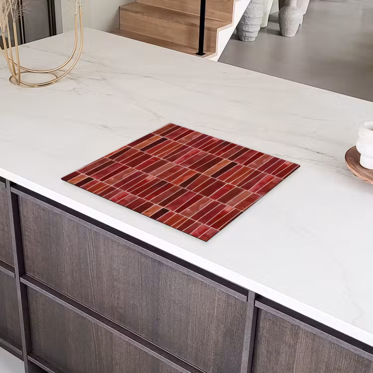 Tegels - Modern - Structuur - Dieprood Inductie beschermer vinyl 3mm middel 274 -sfeer8