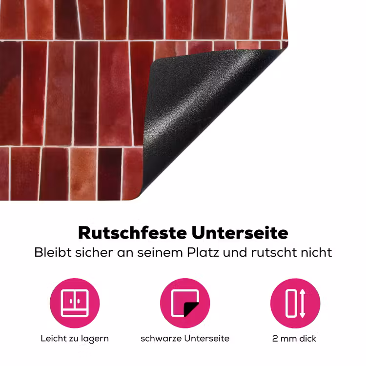 Tegels - Modern - Structuur - Dieprood Inductie beschermer vinyl 3mm middel 274 -zzzzzzz-lf-onderkant